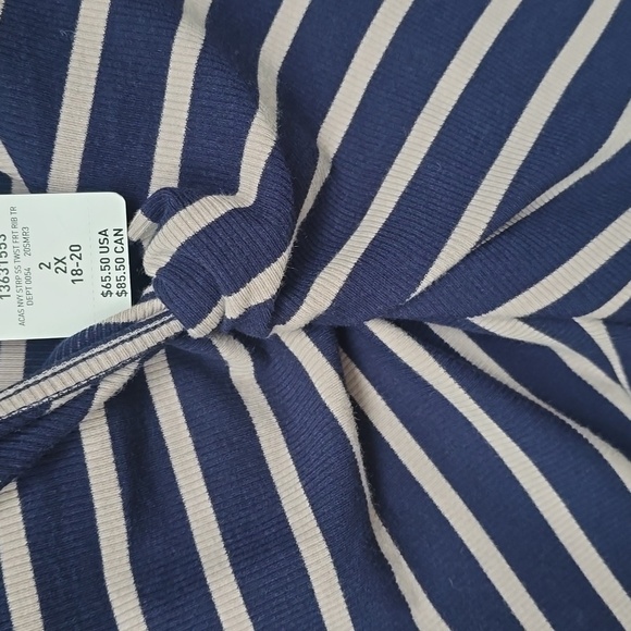 Torrid Navy Stripe mini rib knit Twist Front skater Dress 2x Nwt New 1820 - Picture 9 of 12